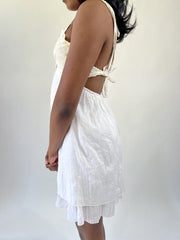 aquamarine drop | small white cutout halter mini dress