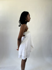 aquamarine drop | small white cutout halter mini dress