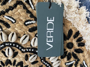 aquamarine drop | one size beige veride shell beaded handbag