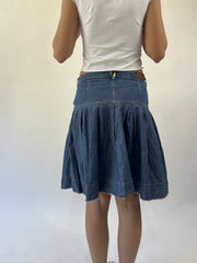 aquamarine drop | small blue denim knee length skirt
