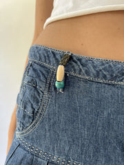 aquamarine drop | small blue denim knee length skirt