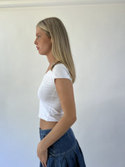 aquamarine drop | small white cap sleeve top