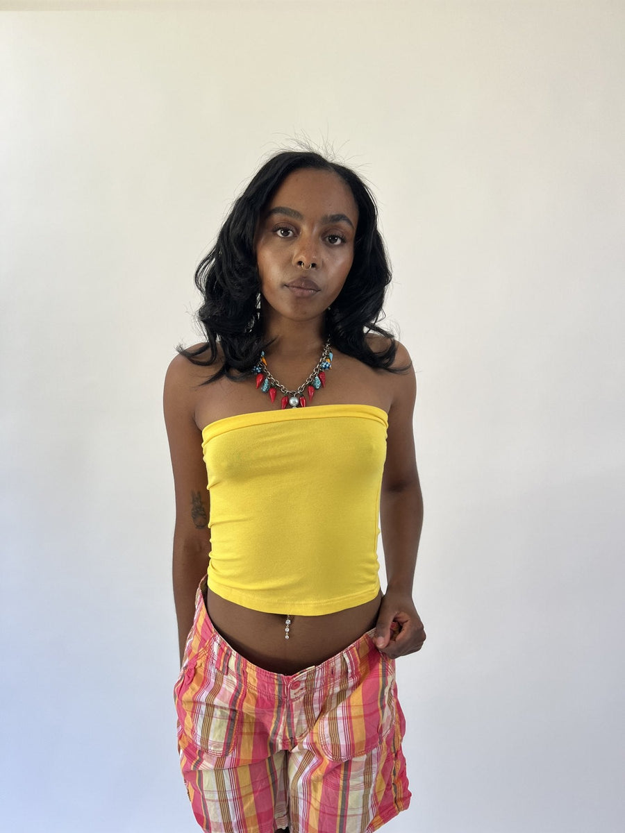 aquamarine drop | medium yellow bandeau top