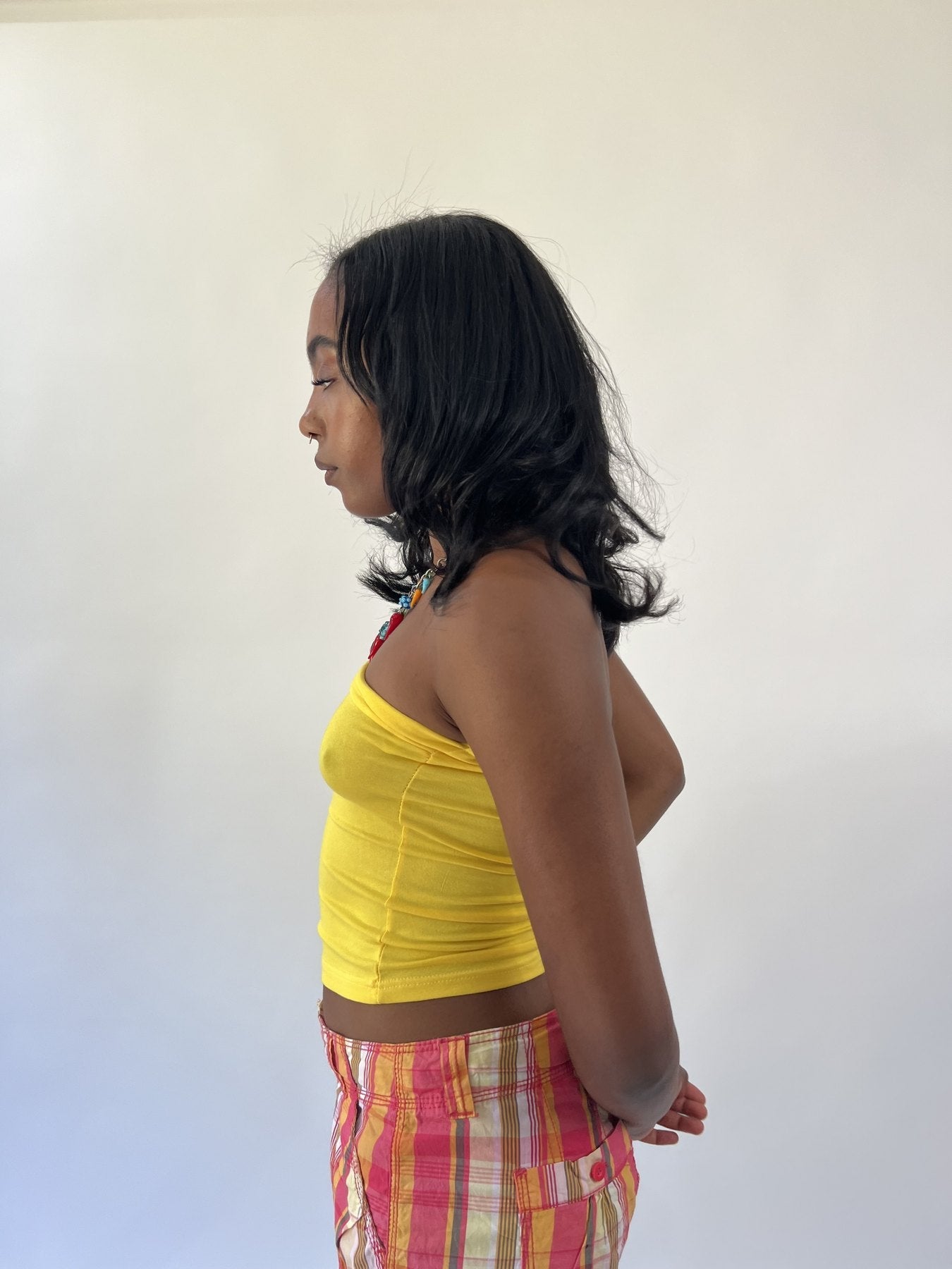 aquamarine drop | medium yellow bandeau top