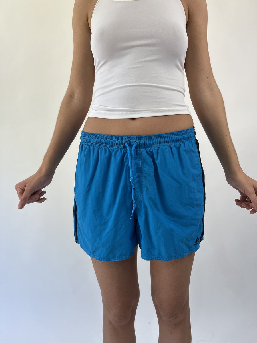 aquamarine drop | medium blue adidas sports shorts