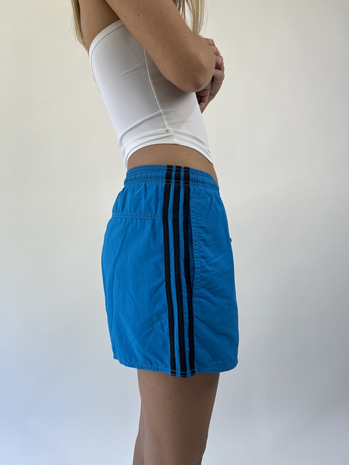 aquamarine drop | medium blue adidas sports shorts