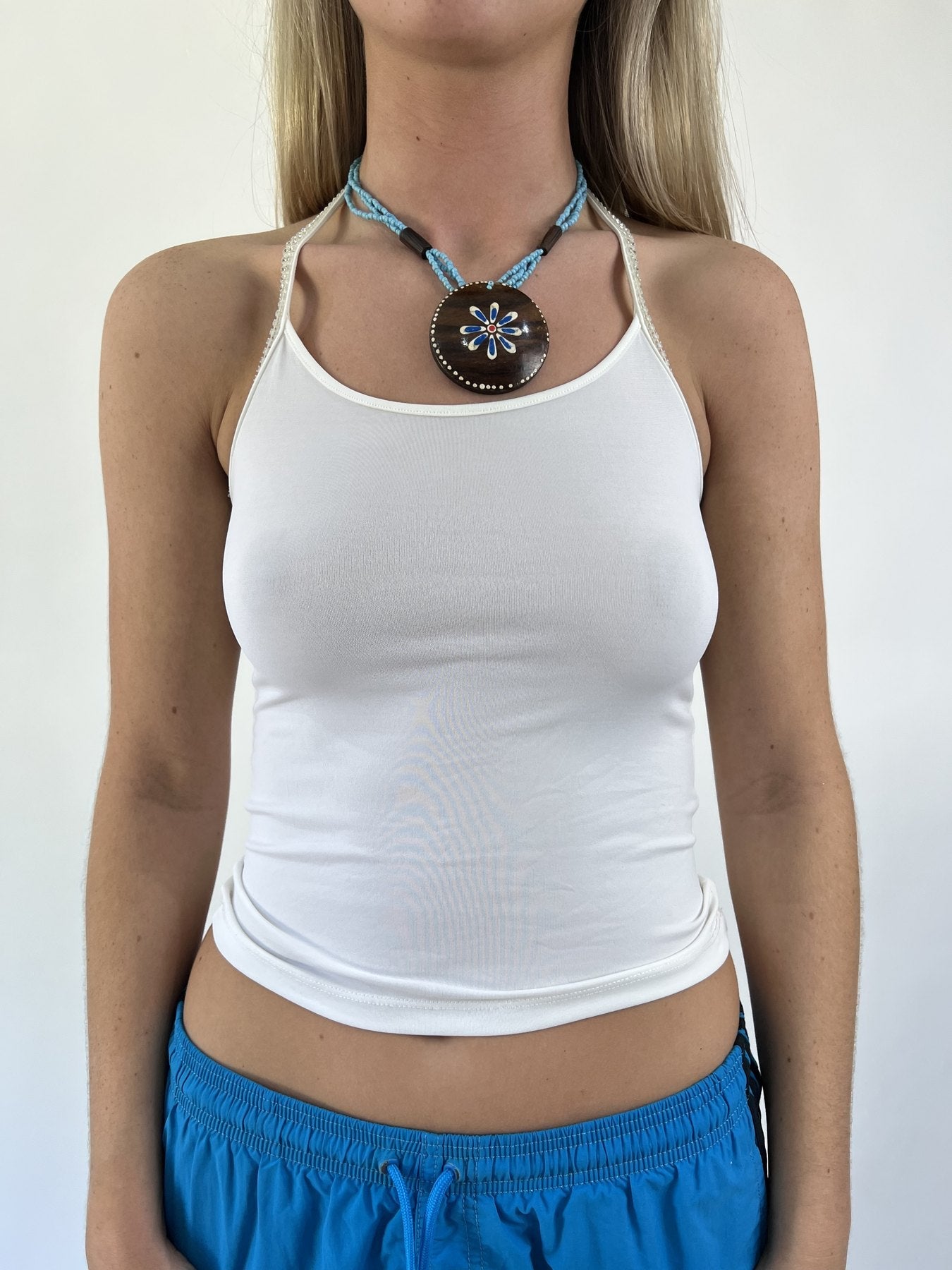 aquamarine drop | small white halter cami top