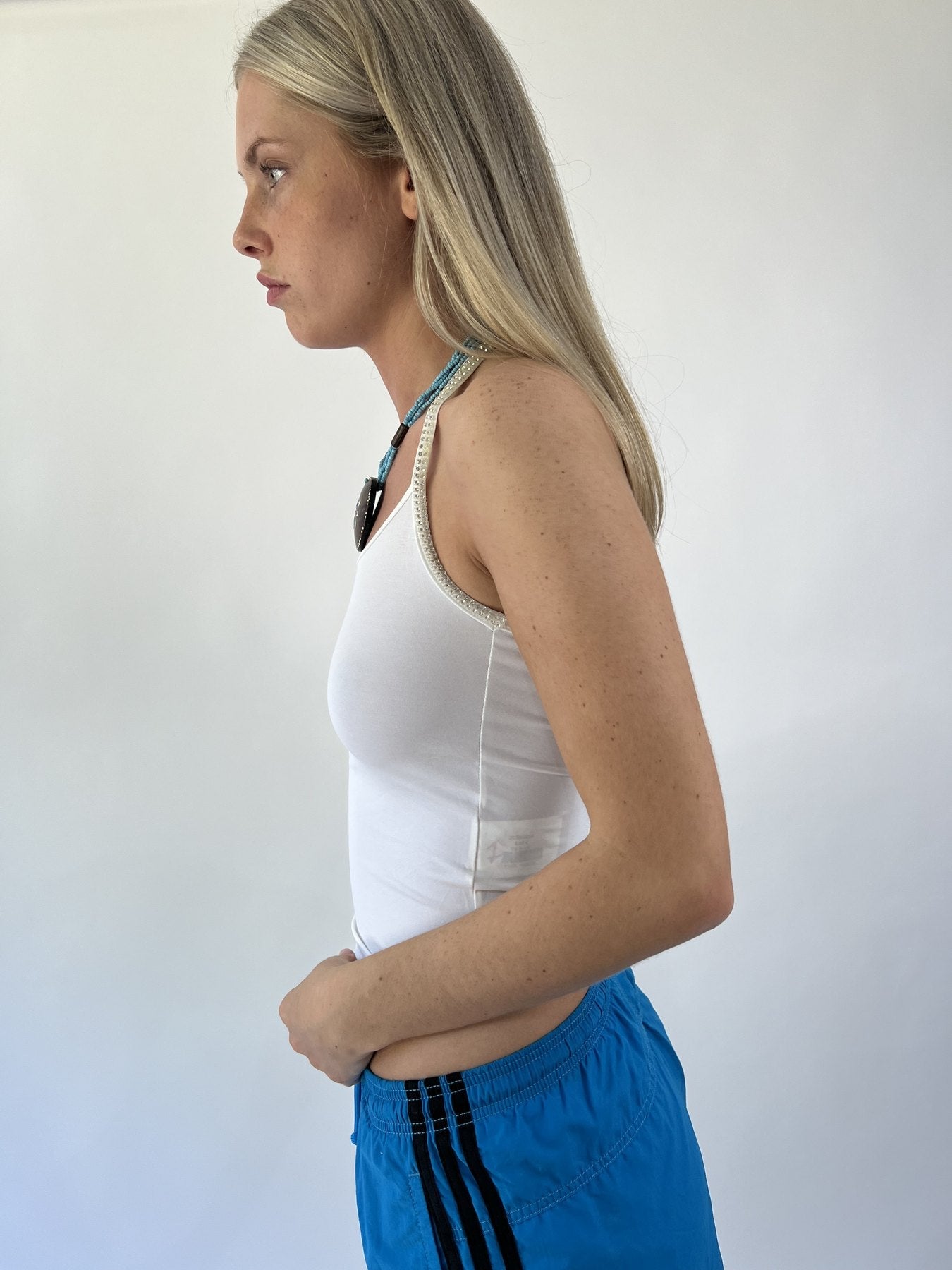 aquamarine drop | small white halter cami top