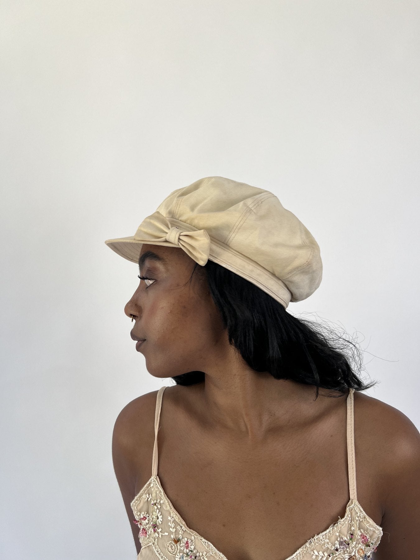 aquamarine drop | one size beige baker boy cap