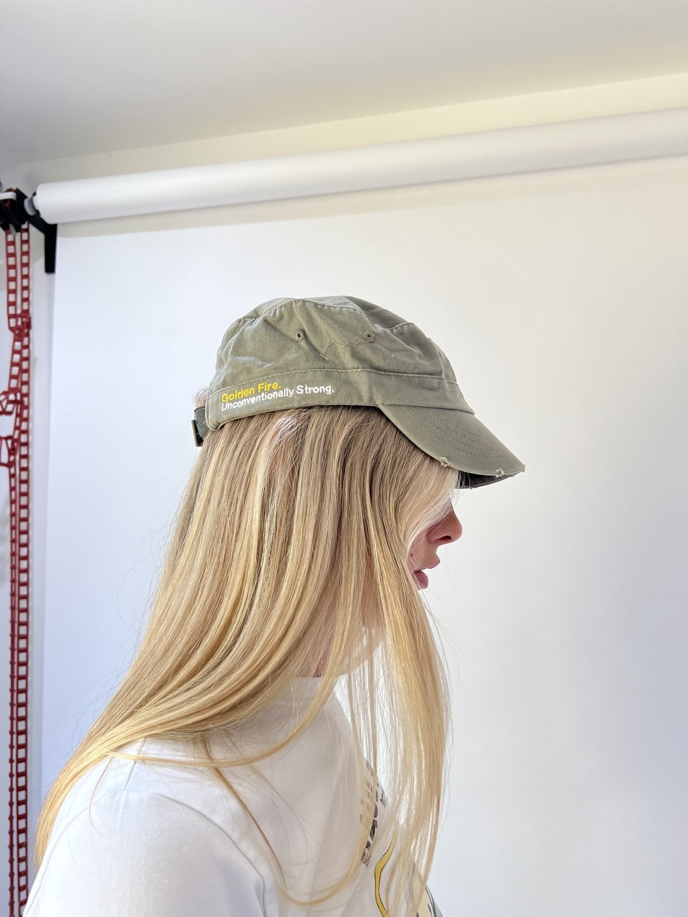 aquamarine drop | one size khaki golden fire cap