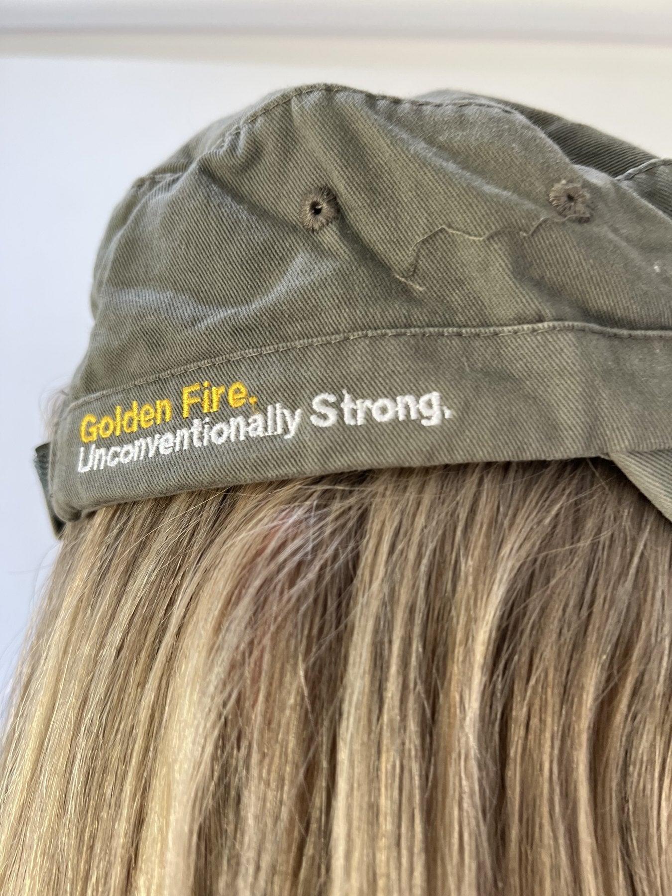 aquamarine drop | one size khaki golden fire cap