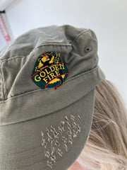 aquamarine drop | one size khaki golden fire cap