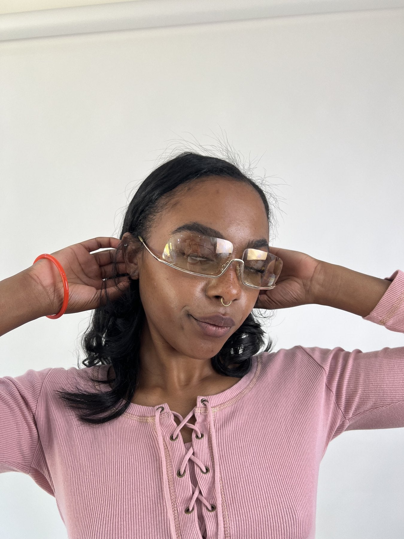 aquamarine drop | one size gold ferre rimless sunglasses