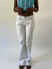 aquamarine drop | small white and blue embroidered flare trousers
