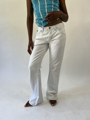 aquamarine drop | small white and blue embroidered flare trousers