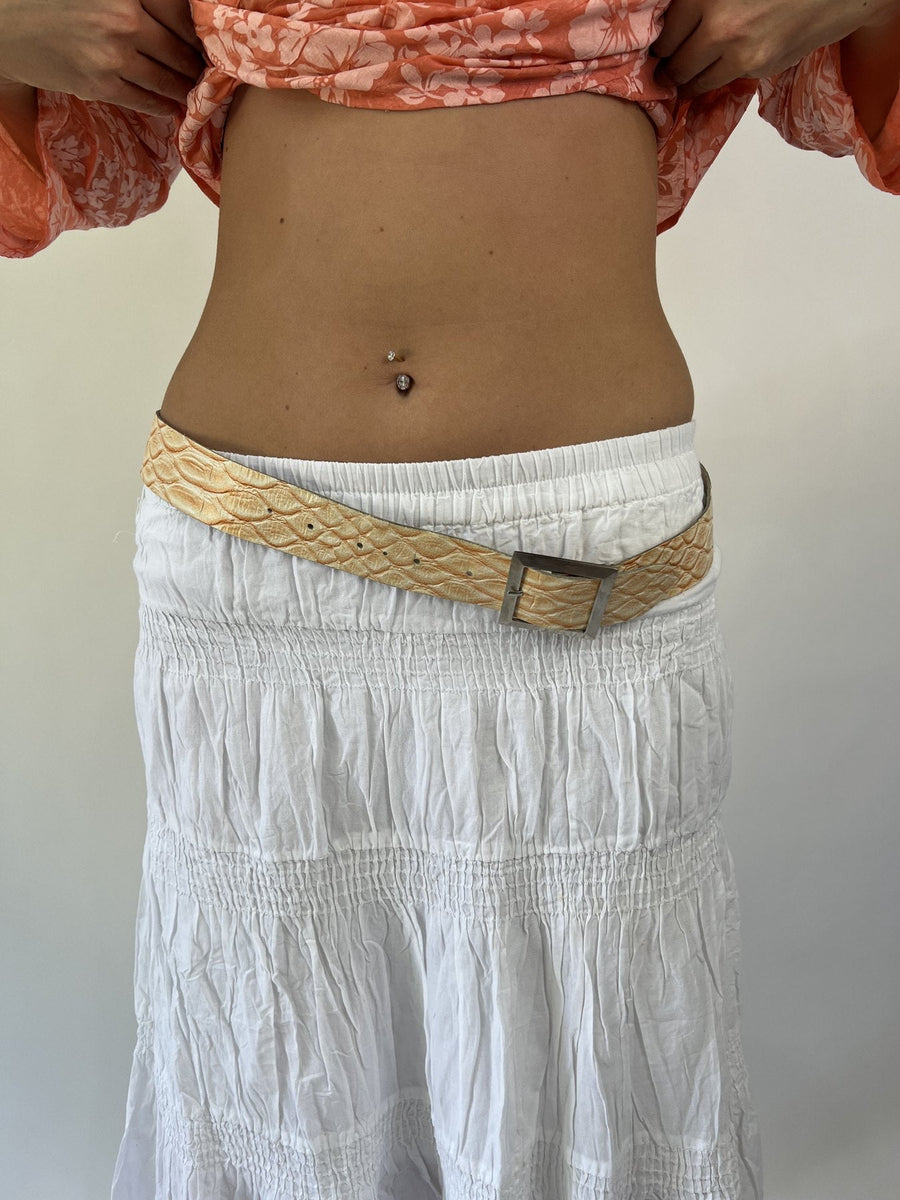 aquamarine drop | one size gold woven belt