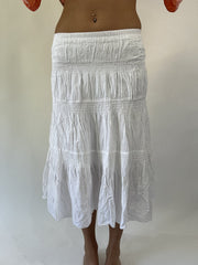 aquamarine drop | small white tiered maxi skirt