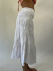 aquamarine drop | small white tiered maxi skirt