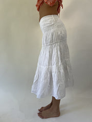 aquamarine drop | small white tiered maxi skirt
