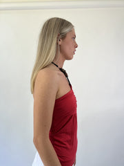 aquamarine drop | small red halter neck top
