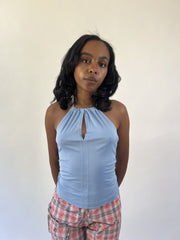 aquamarine drop | small light blue keyhole halter top