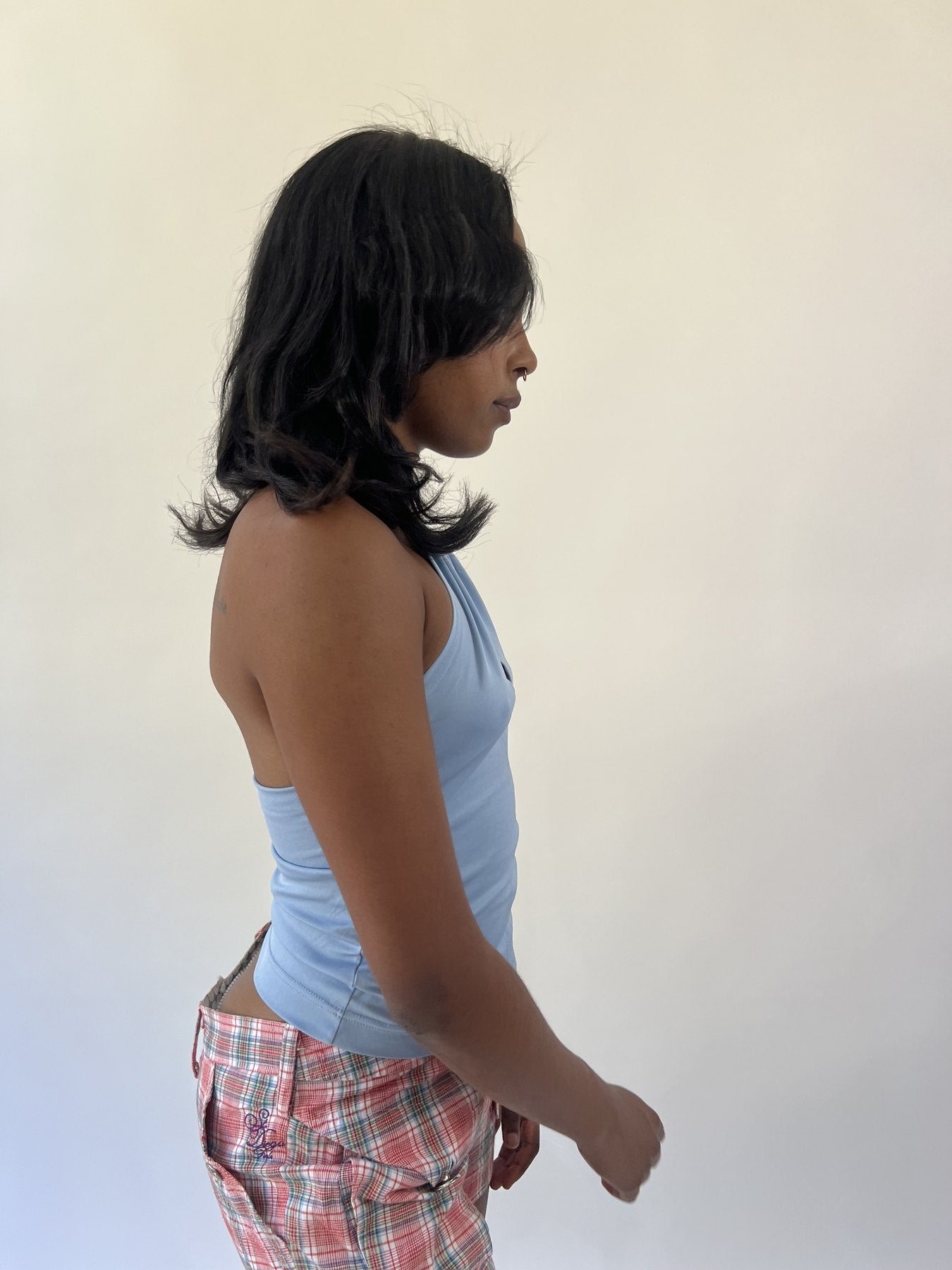 aquamarine drop | small light blue keyhole halter top