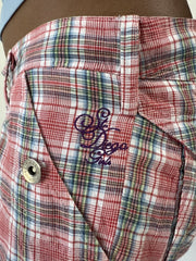 aquamarine drop | small pink plaid cargo shorts