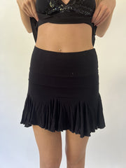 aquamarine drop | small black ruffle mini skirt