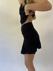 aquamarine drop | small black ruffle mini skirt