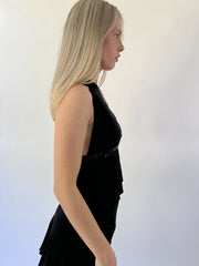 aquamarine drop | small black sequin halter top