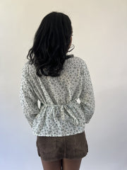 aquamarine drop | small white and green patterned long sleeve top