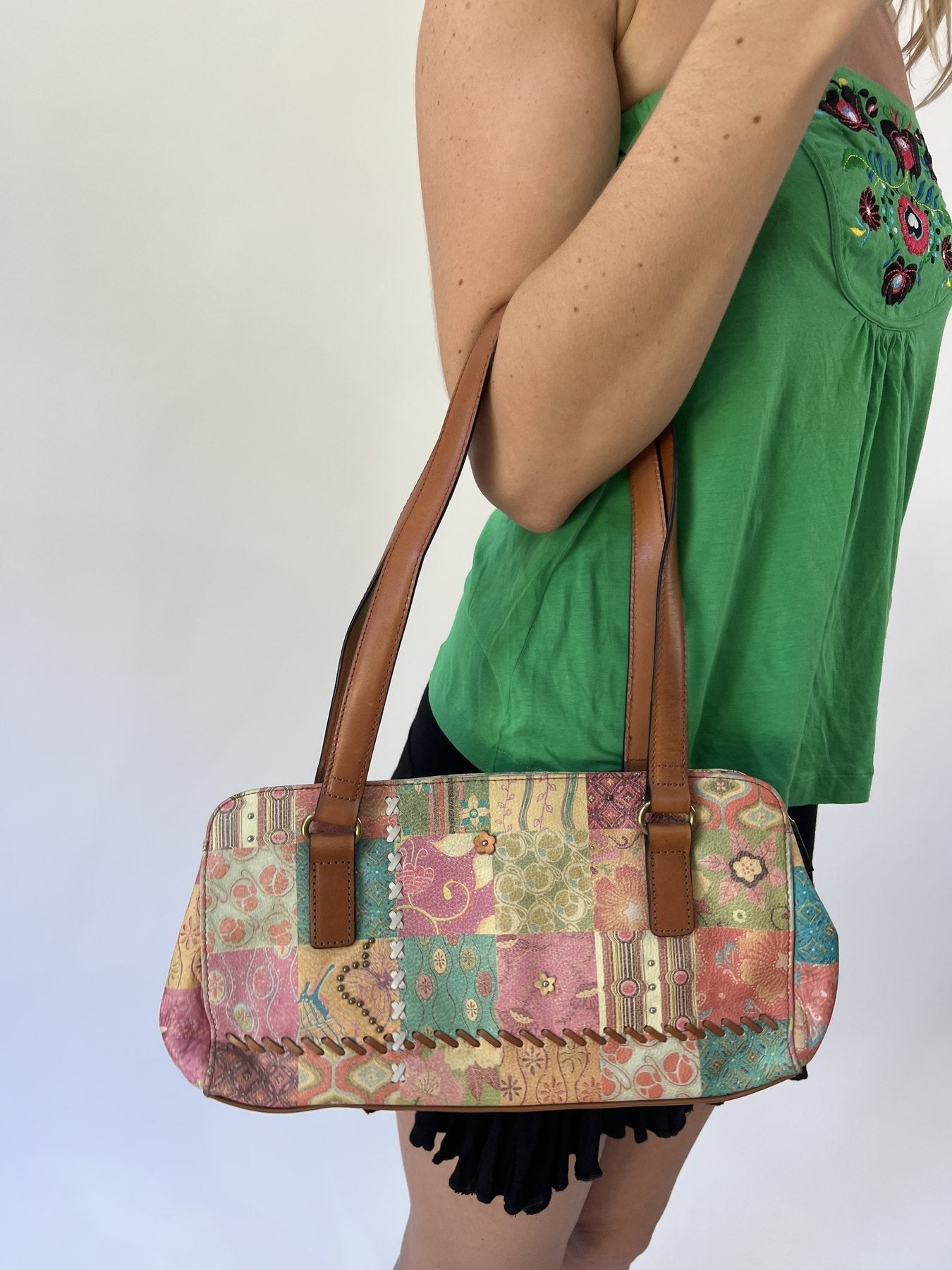 aquamarine drop | one size pastel patchwork shoulder bag