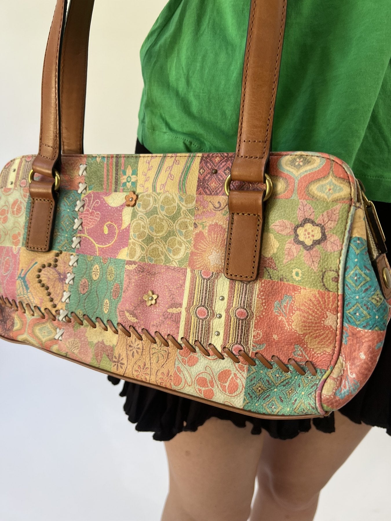 aquamarine drop | one size pastel patchwork shoulder bag