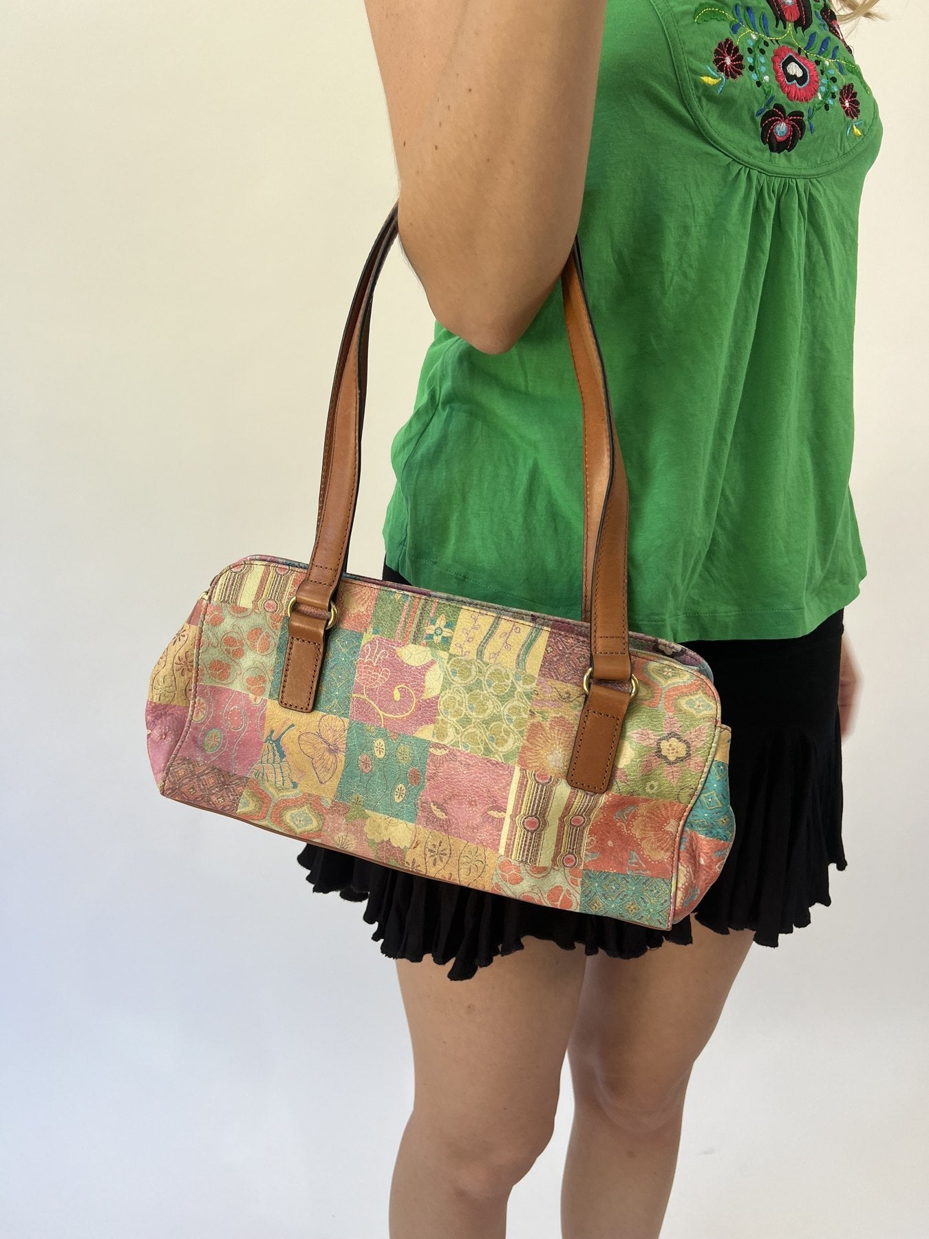 aquamarine drop | one size pastel patchwork shoulder bag