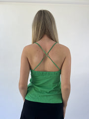 aquamarine drop | small green embroidered cami top