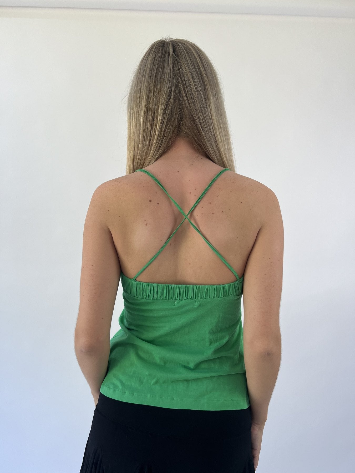 aquamarine drop | small green embroidered cami top