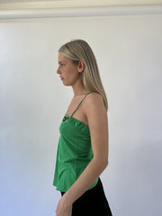 aquamarine drop | small green embroidered cami top