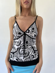 aquamarine drop | small black and white paisley cami top