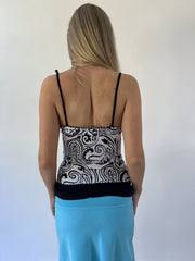 aquamarine drop | small black and white paisley cami top