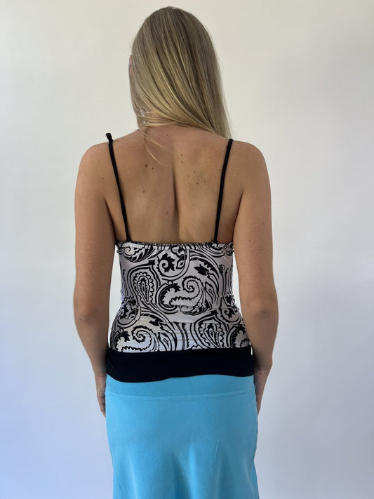 aquamarine drop | small black and white paisley cami top