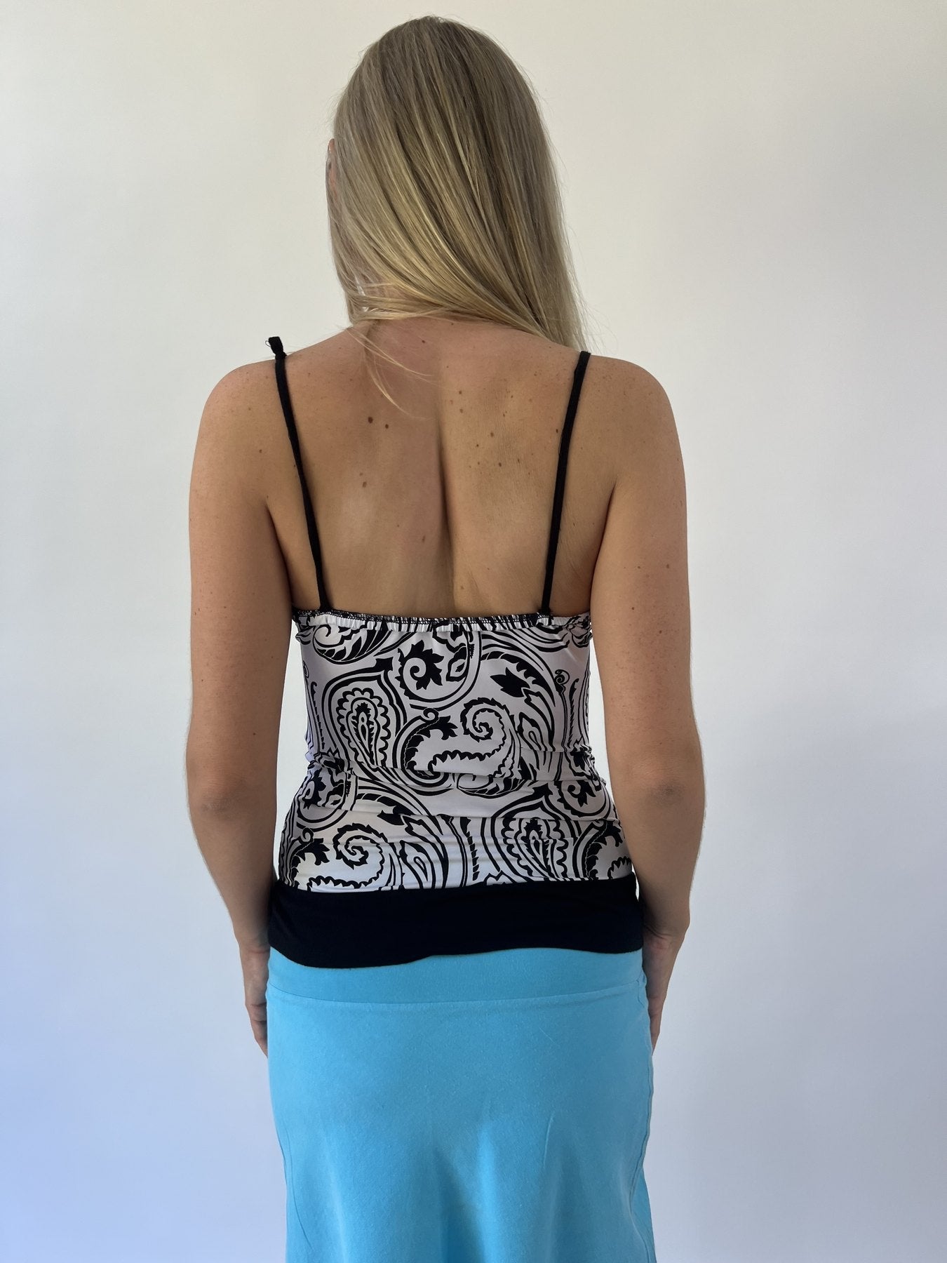 aquamarine drop | small black and white paisley cami top