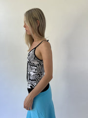 aquamarine drop | small black and white paisley cami top