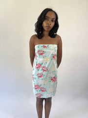 aquamarine drop | small mint floral strapless midi dress
