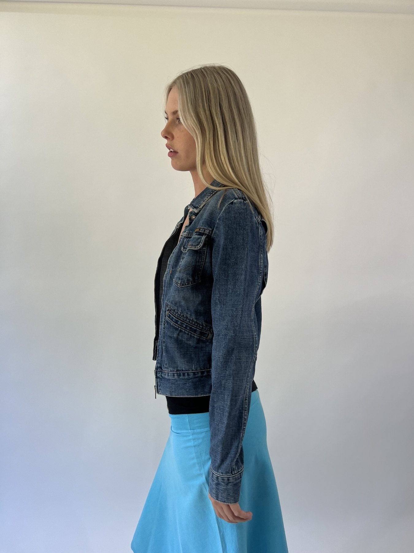 aquamarine drop | small blue fitted denim jacket