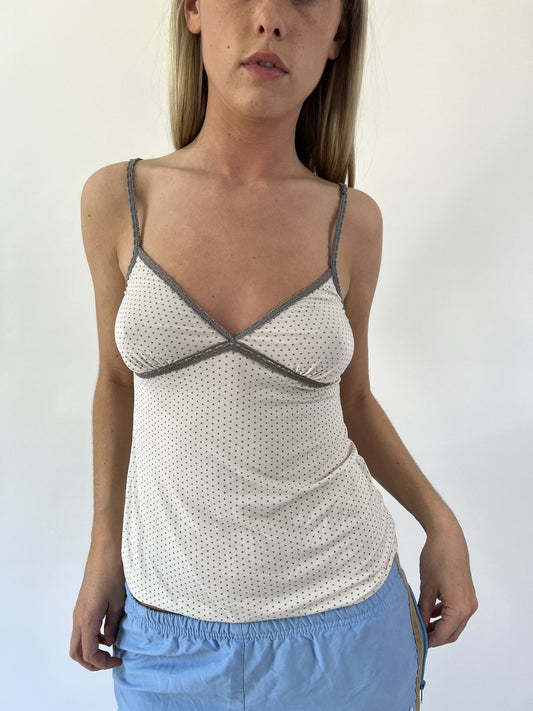 aquamarine drop | small white mesh cami top