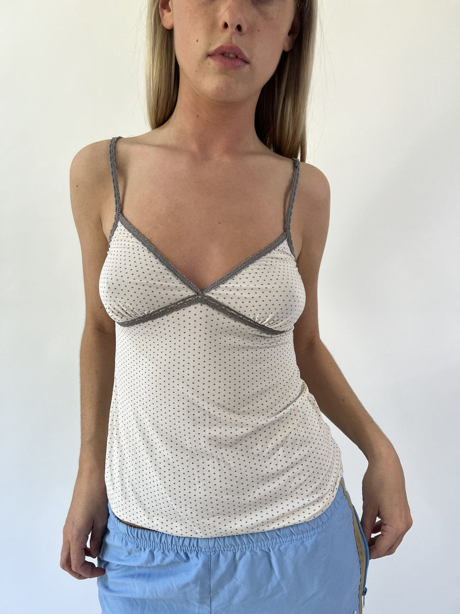 aquamarine drop | small white mesh cami top