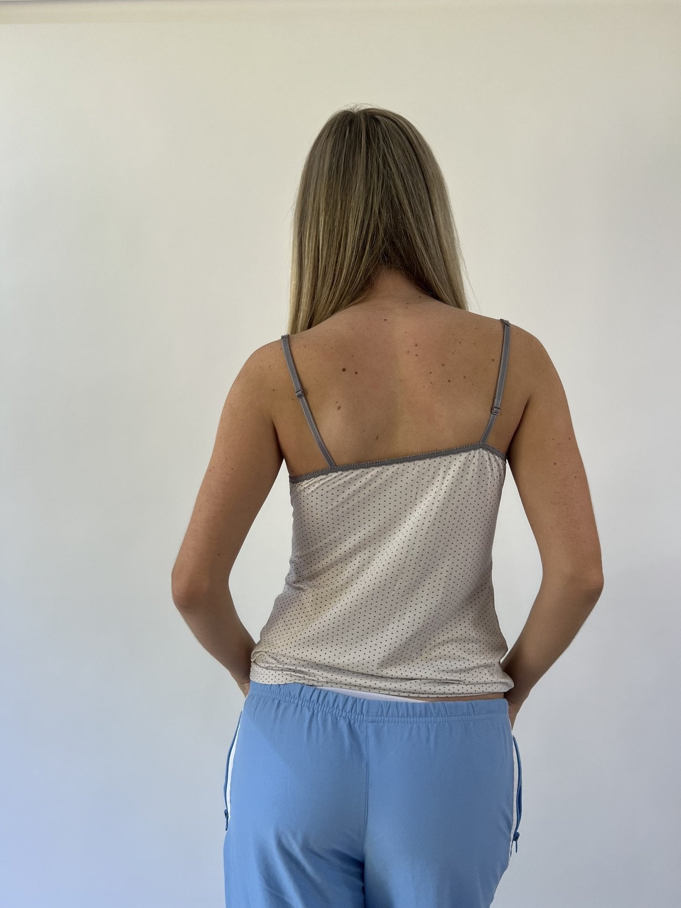 aquamarine drop | small white mesh cami top