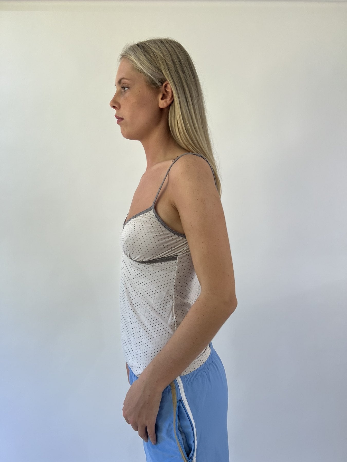 aquamarine drop | small white mesh cami top