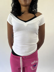aquamarine drop | small white off shoulder cap sleeve top