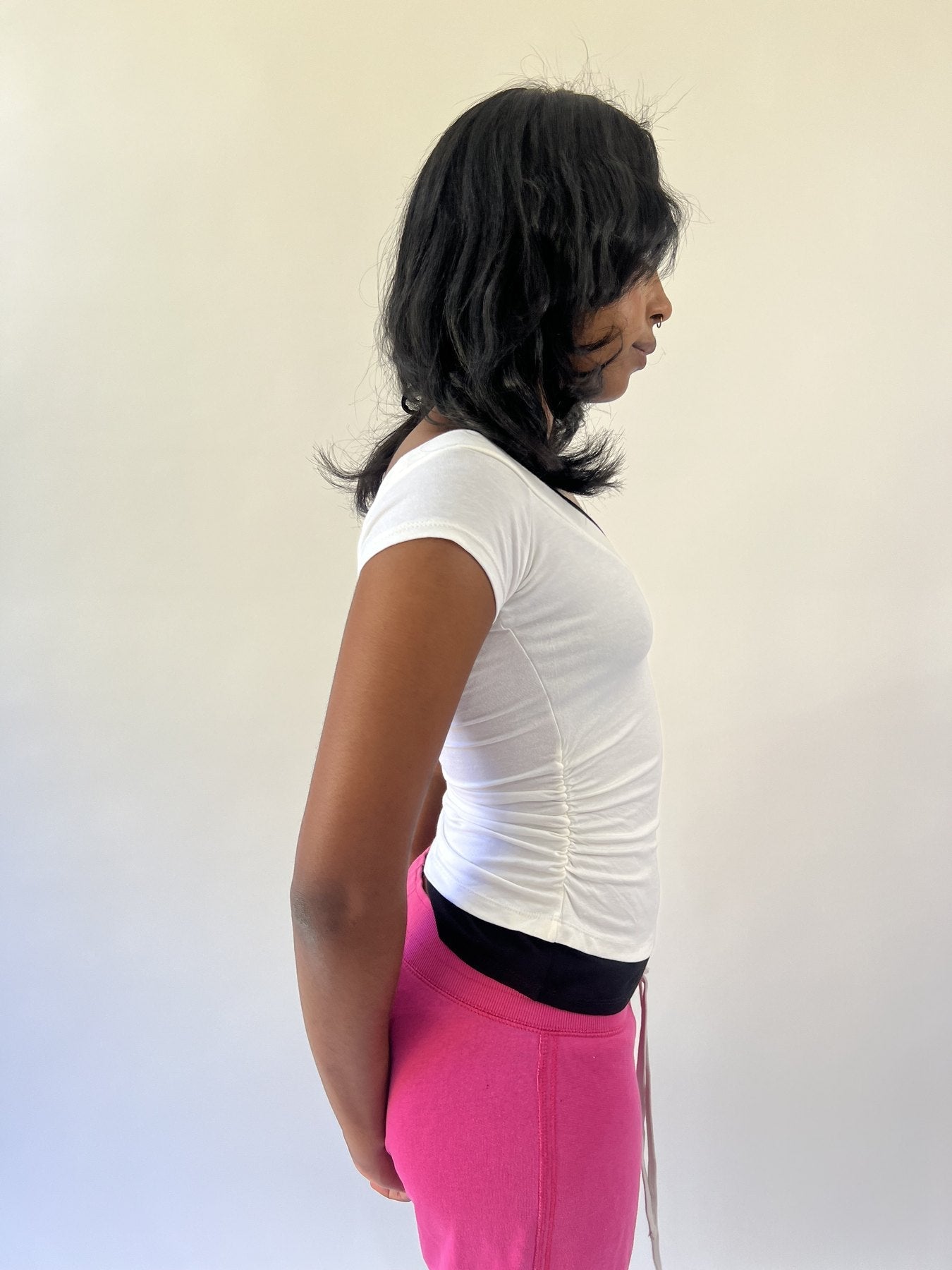 aquamarine drop | small white off shoulder cap sleeve top
